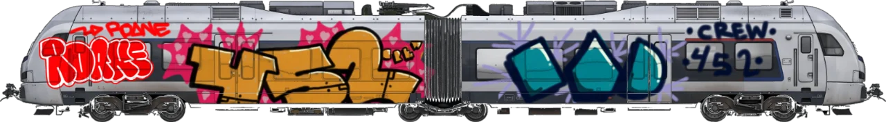 Digital graffiti by Roane on London Train