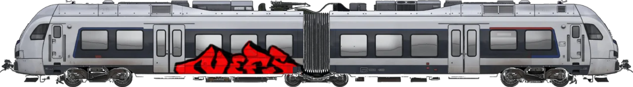 Digital graffiti by Verfer on London Train