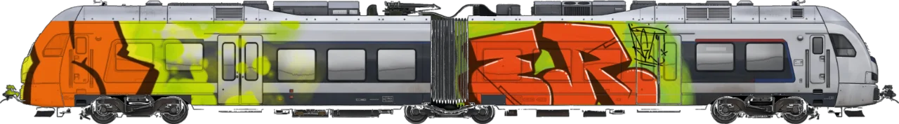 Digital graffiti by RGL on London Train