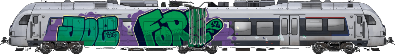 Digital graffiti by Fore12 on London Train