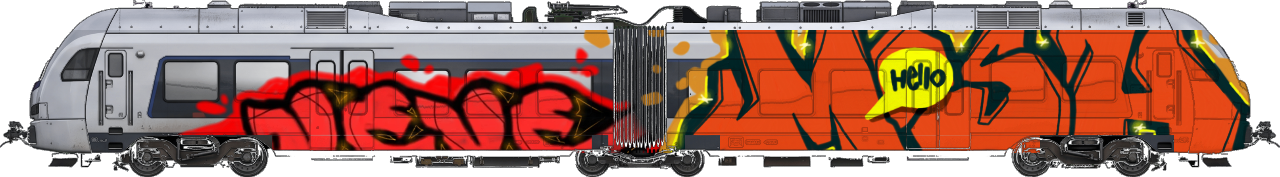 Digital graffiti by MOSH on London Train