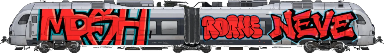 Digital graffiti by Roane on London Train