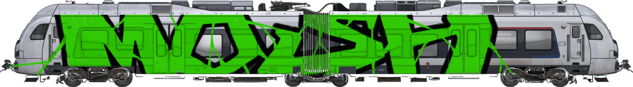 Digital graffiti by MOSH on London Train