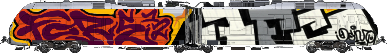 Digital graffiti by Fore12 on London Train