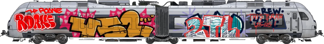 Digital graffiti by SIPE2 on London Train