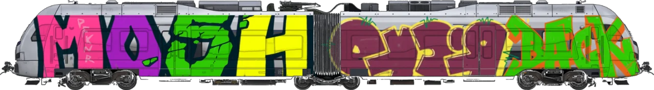 Digital graffiti by RGL on London Train