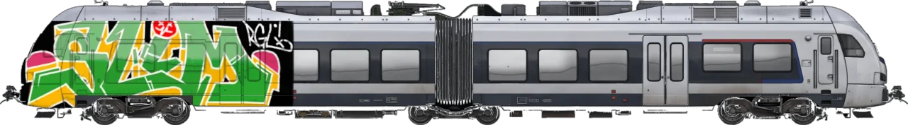 Digital graffiti by RGL on London Train