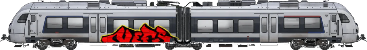 Digital graffiti by Verfer on London Train