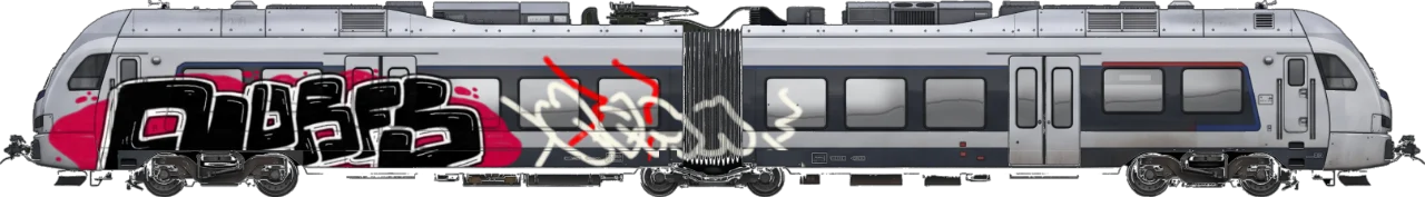 Digital graffiti by Verfer on London Train