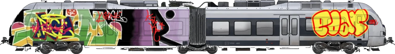 Digital graffiti by EOAR1 on London Train