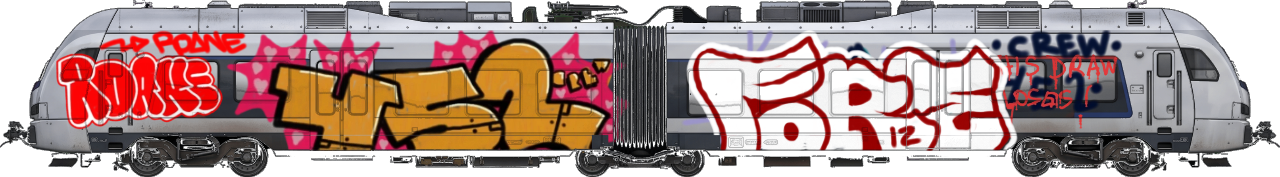 Digital graffiti by Fore12 on London Train