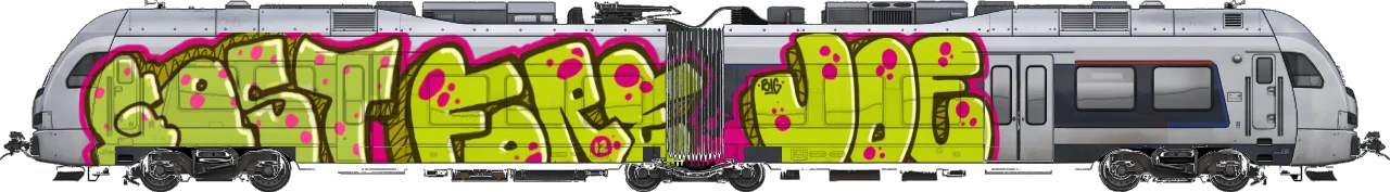 Digital graffiti by BIG JOE on London Train