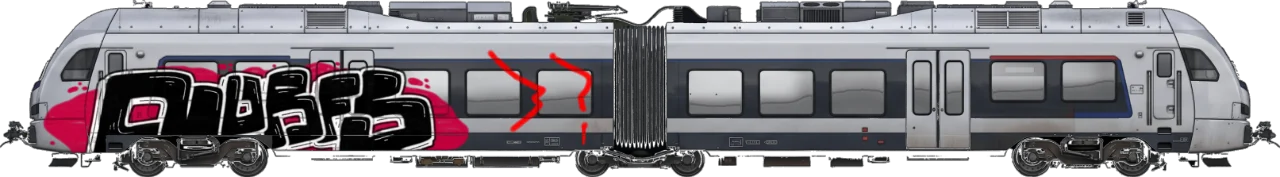 Digital graffiti by Verfer on London Train