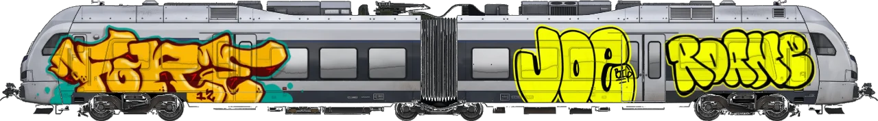 Digital graffiti by BIG JOE on London Train