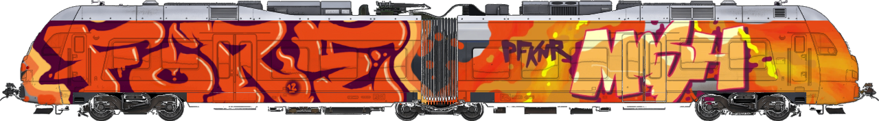 Digital graffiti by Fore12 on London Train