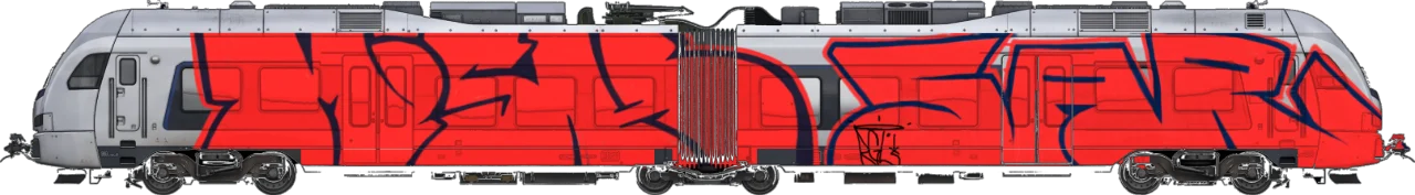 Digital graffiti by RGL on London Train