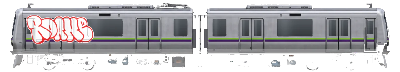 Digital graffiti by Roane on Tokyo Train