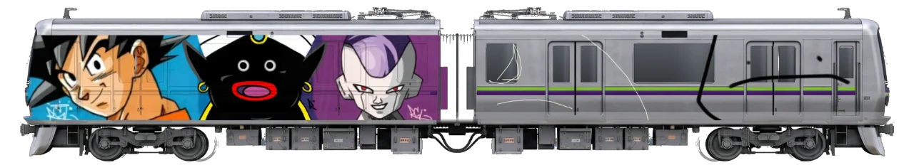 Digital graffiti by Verfer on Tokyo Train
