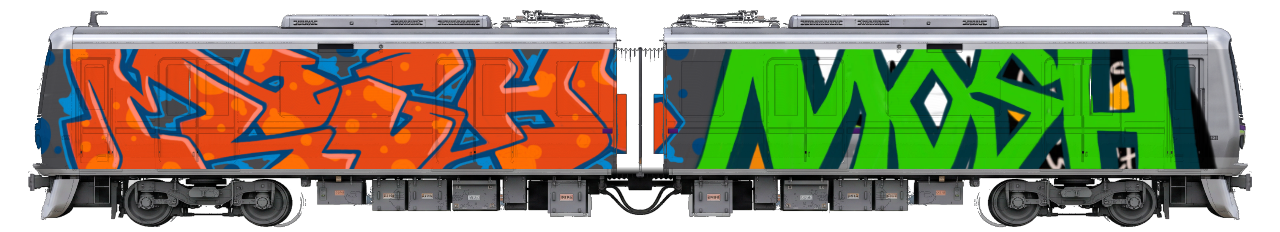 Digital graffiti by MOSH on Tokyo Train