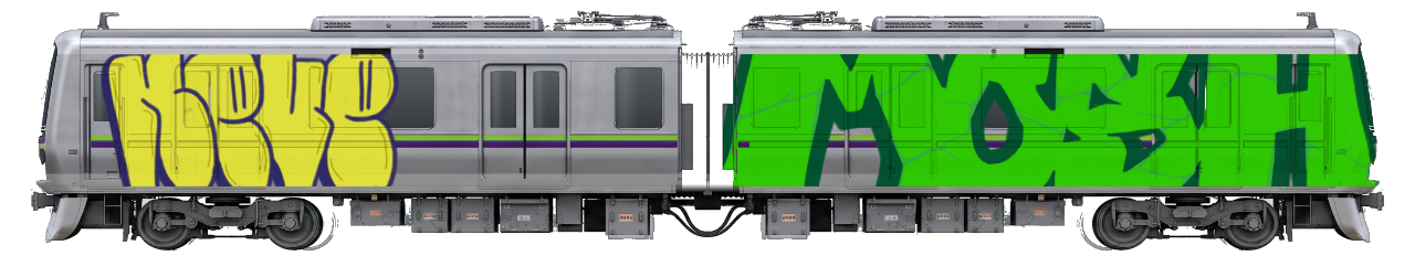 Digital graffiti by MOSH on Tokyo Train