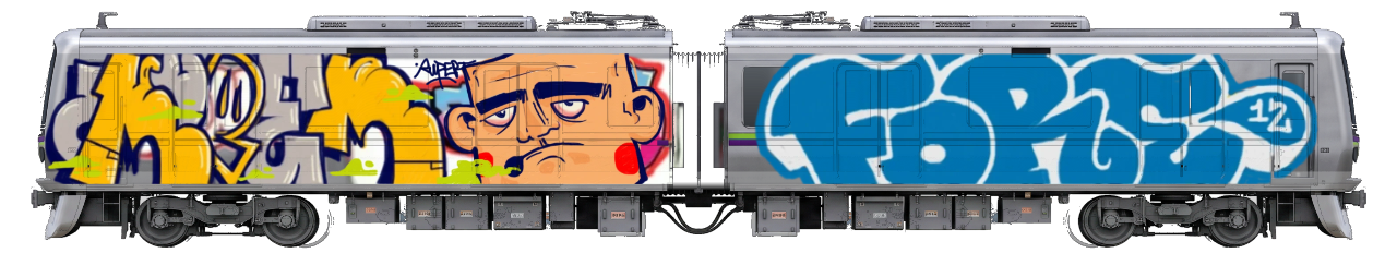 Digital graffiti by RuPERT on Tokyo Train