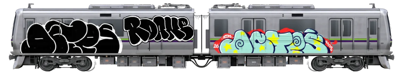 Digital graffiti by Roane on Tokyo Train