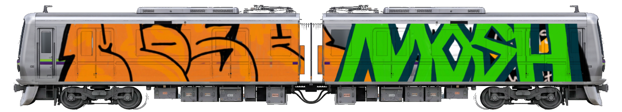 Digital graffiti by MOSH on Tokyo Train