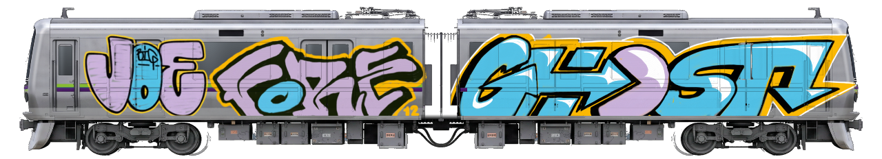 Digital graffiti by GHOST on Tokyo Train