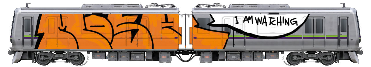 Digital graffiti by MOSH on Tokyo Train