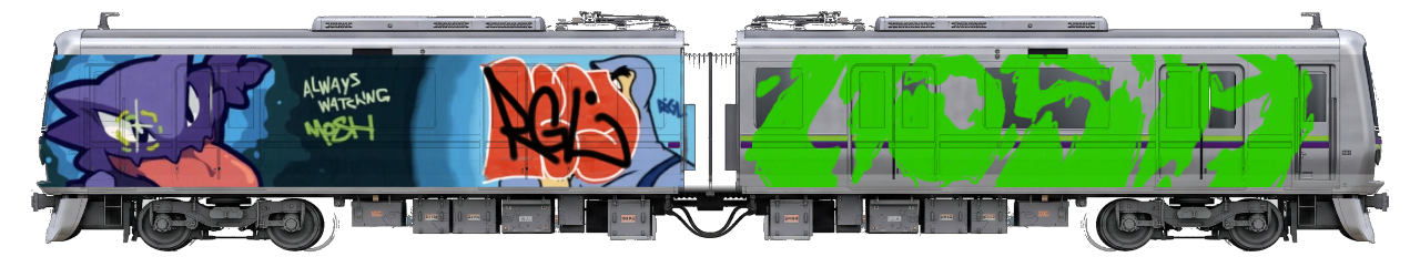 Digital graffiti by MOSH on Tokyo Train