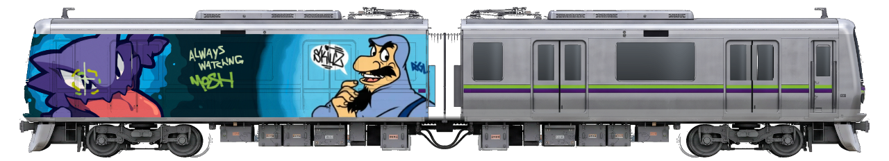 Digital graffiti by MOSH on Tokyo Train