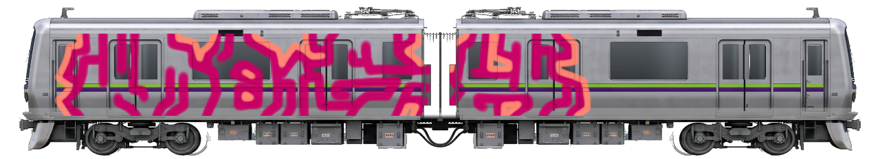 Digital graffiti by MOSH on Tokyo Train