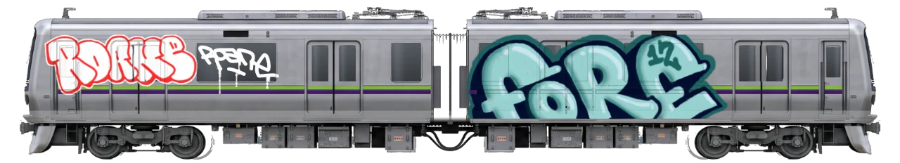Digital graffiti by Roane on Tokyo Train