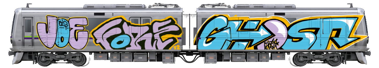 Digital graffiti by GHOST on Tokyo Train