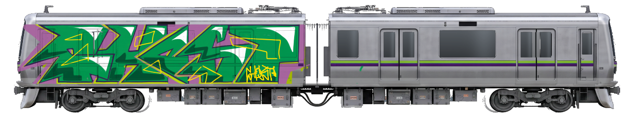 Digital graffiti by GHOST on Tokyo Train