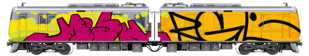 Digital graffiti by MOSH on Tokyo Train