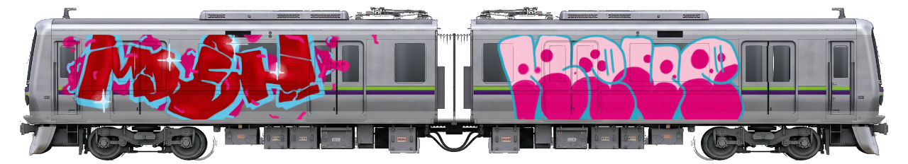Digital graffiti by MOSH on Tokyo Train
