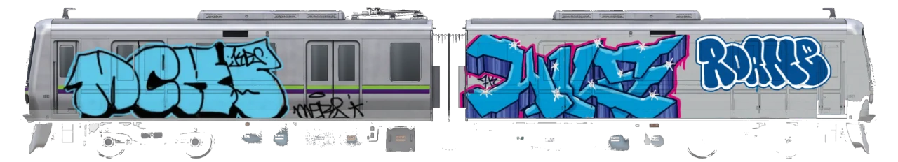 Digital graffiti by Roane on Tokyo Train