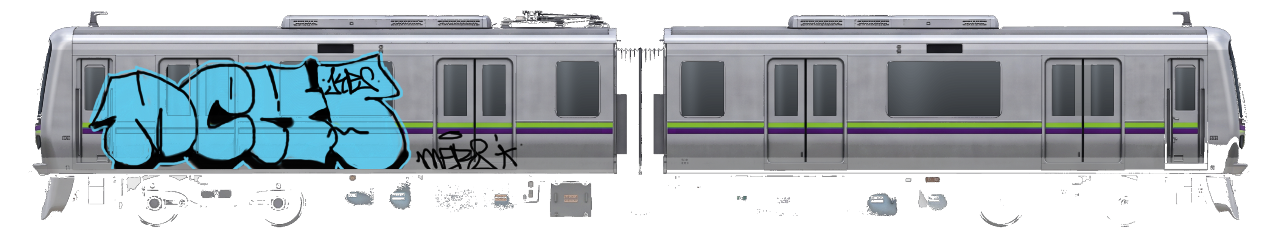 Digital graffiti by MERS1/MANR on Tokyo Train