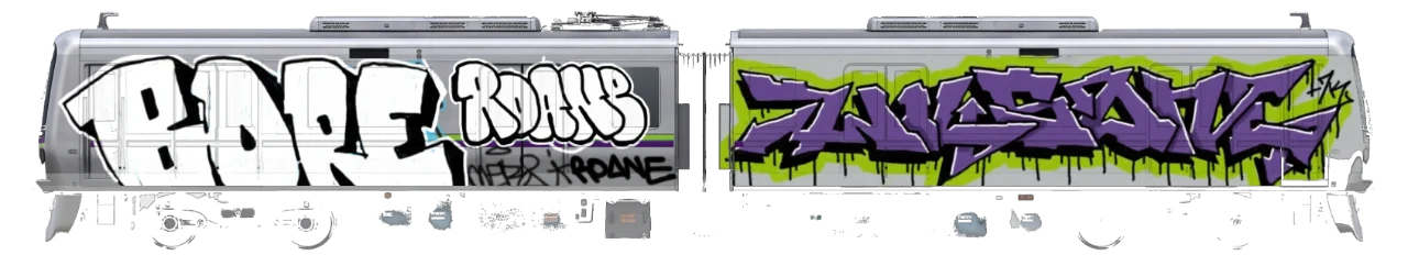 Digital graffiti by Roane on Tokyo Train