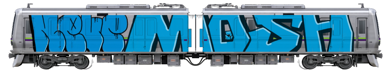Digital graffiti by MOSH on Tokyo Train