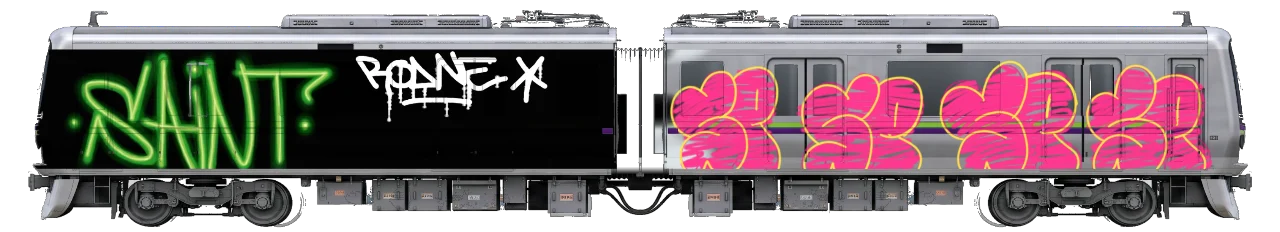 Digital graffiti by SIPE2 on Tokyo Train