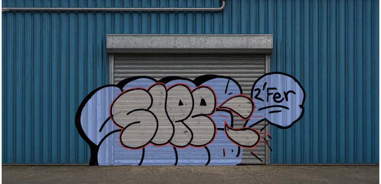 Digital graffiti by SIPE2 on Blue Garage