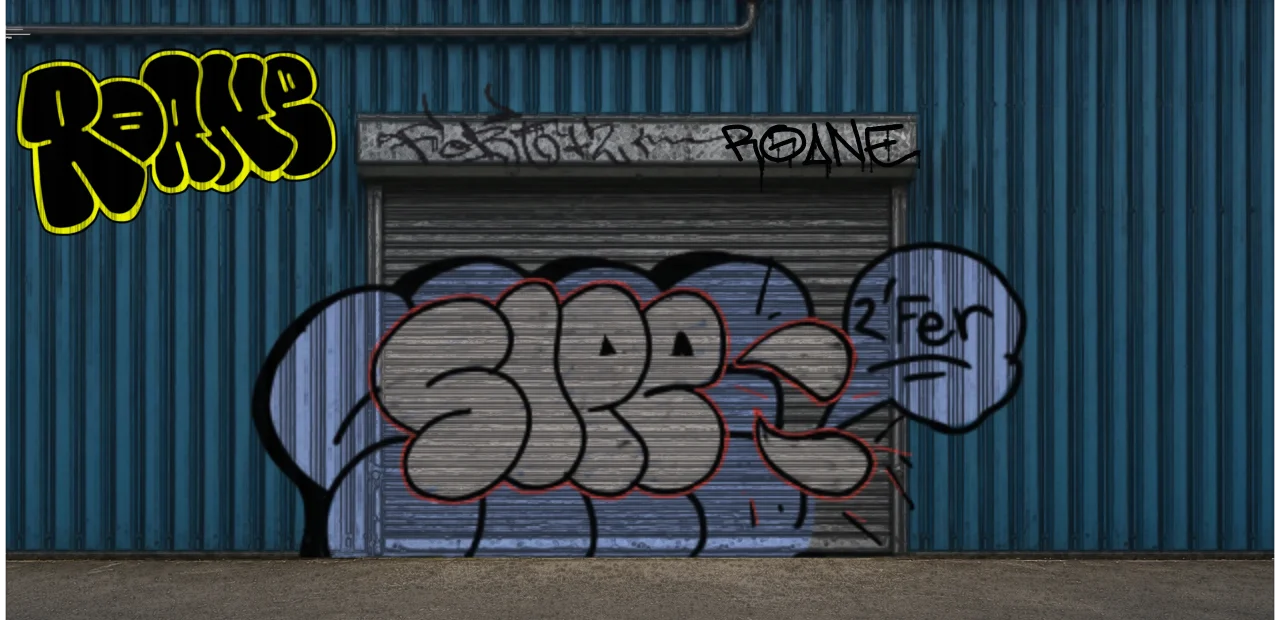 Digital graffiti by Roane on Blue Garage