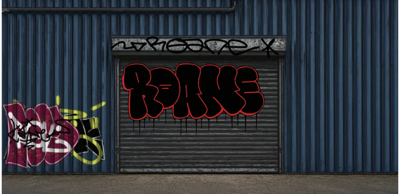 Digital graffiti by Roane on Blue Garage