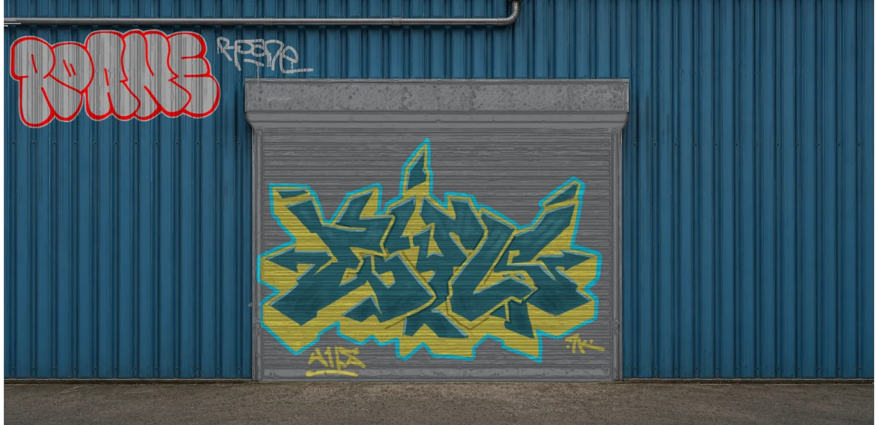 Digital graffiti by Roane on Blue Garage