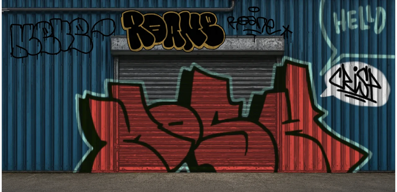 Digital graffiti by Roane on Blue Garage