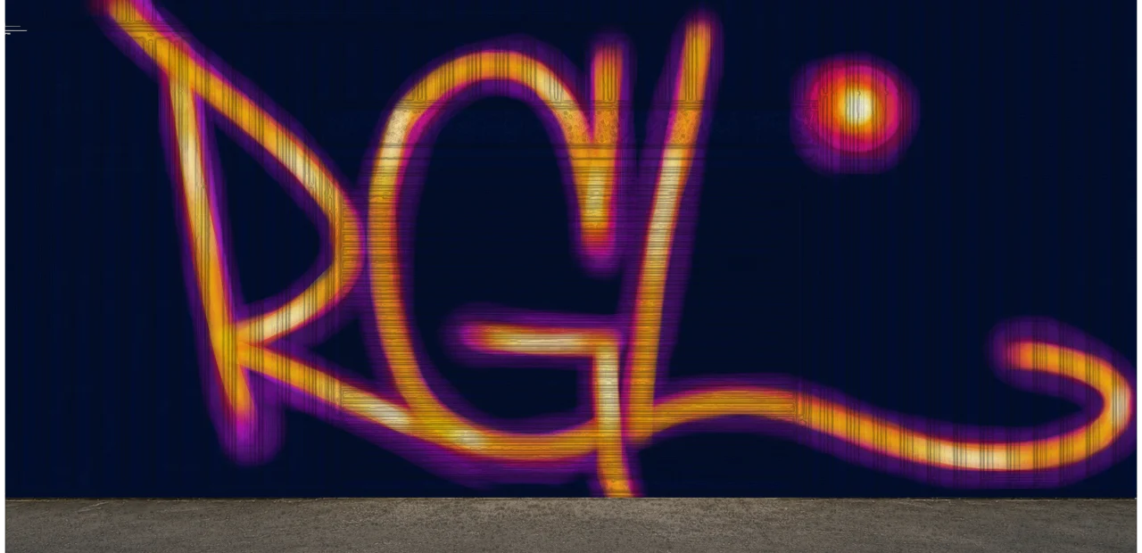 Digital graffiti by RGL on Blue Garage