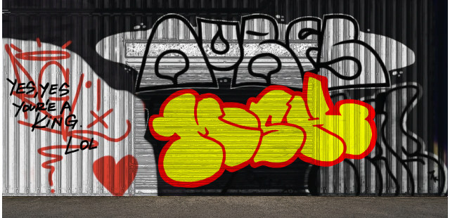 Digital graffiti by MOSH on Blue Garage
