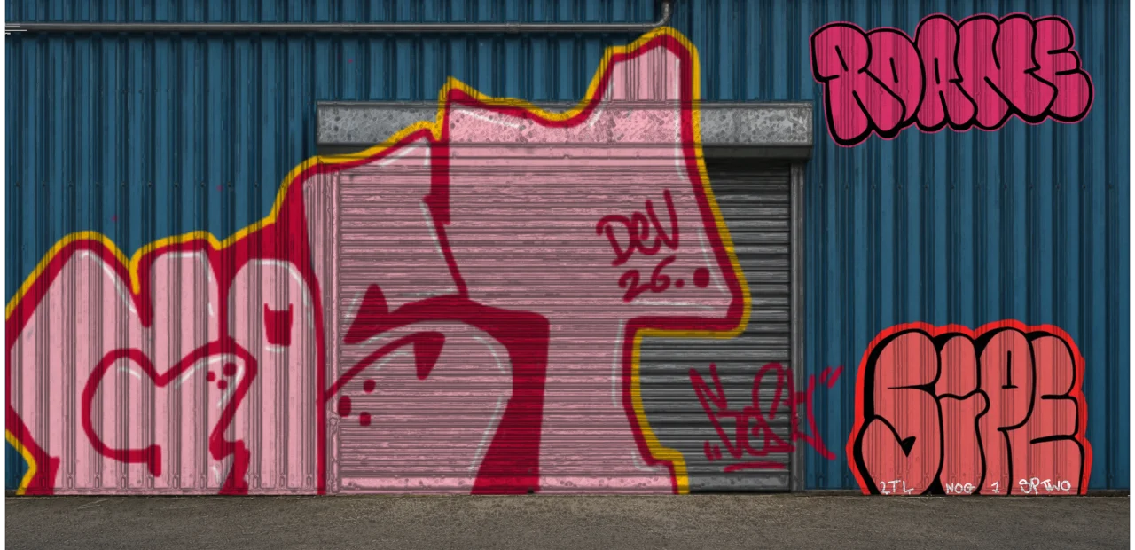 Digital graffiti by Roane on Blue Garage